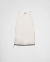 Sleeveless technical pongÃ© mini-dress