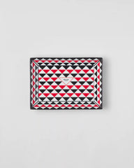 Large rectangular porcelain catchall tray - Triangles