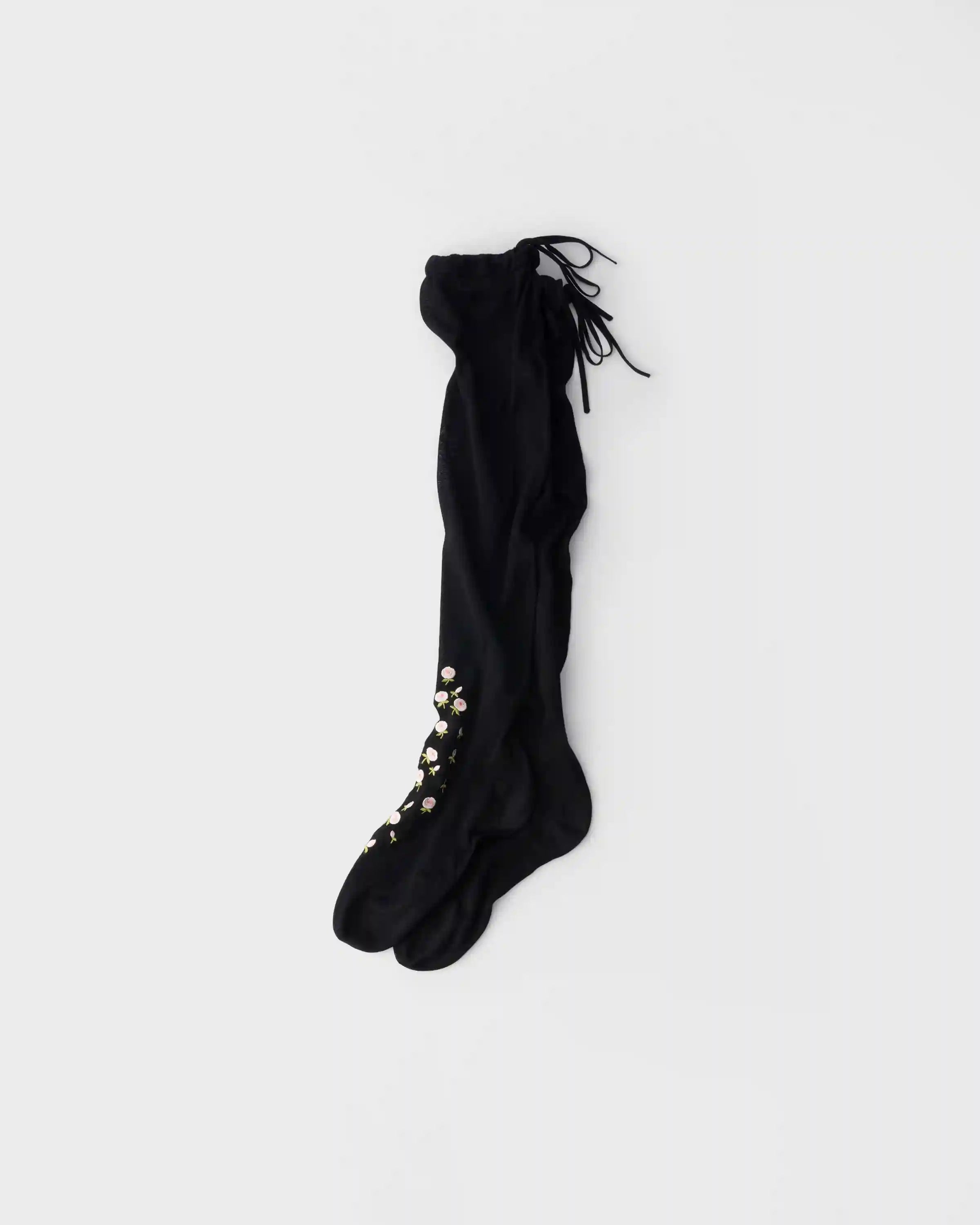 Embroidered over-the-knee cotton socks