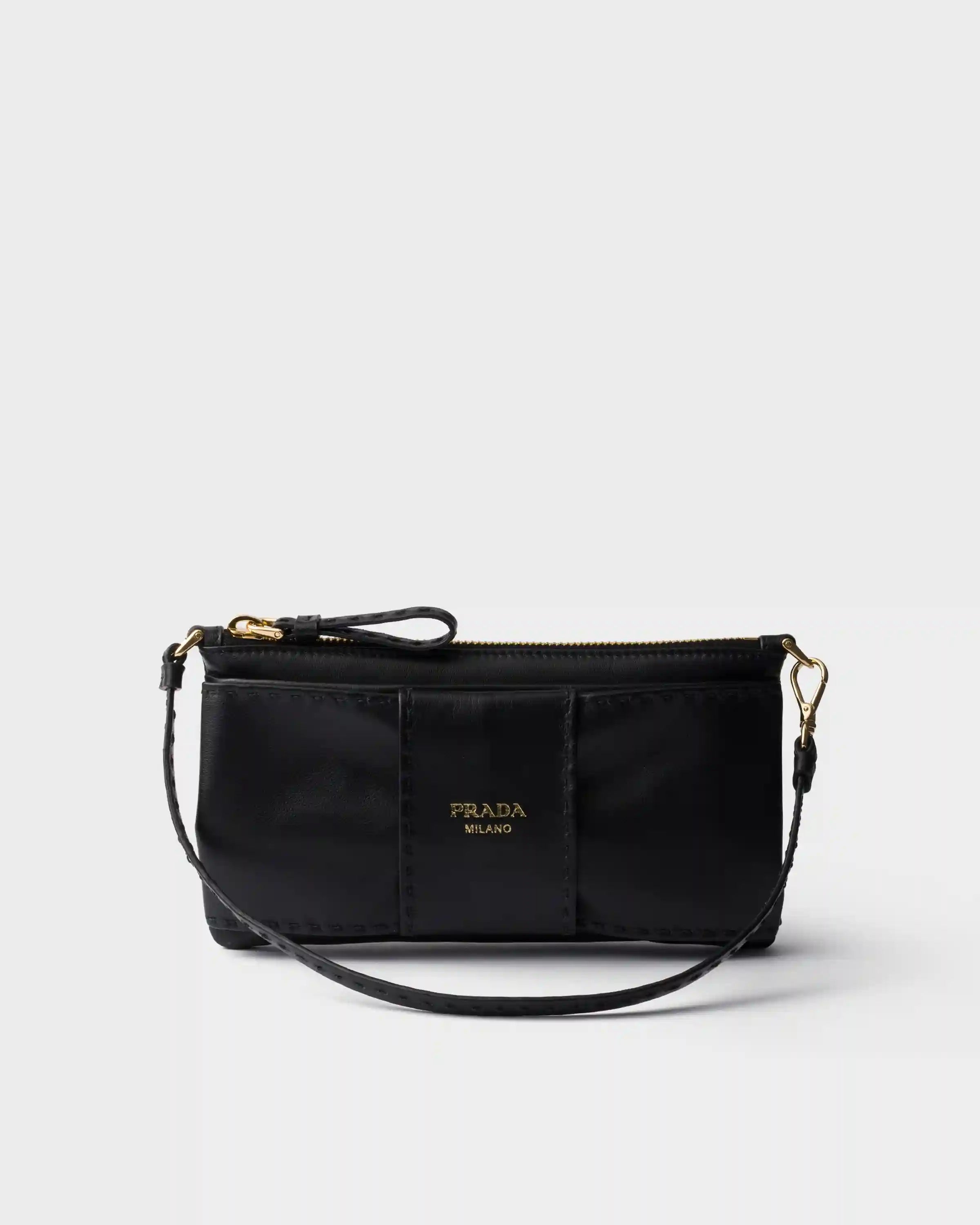 Nappa leather zipper pouch