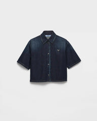 Short-sleeved denim shirt