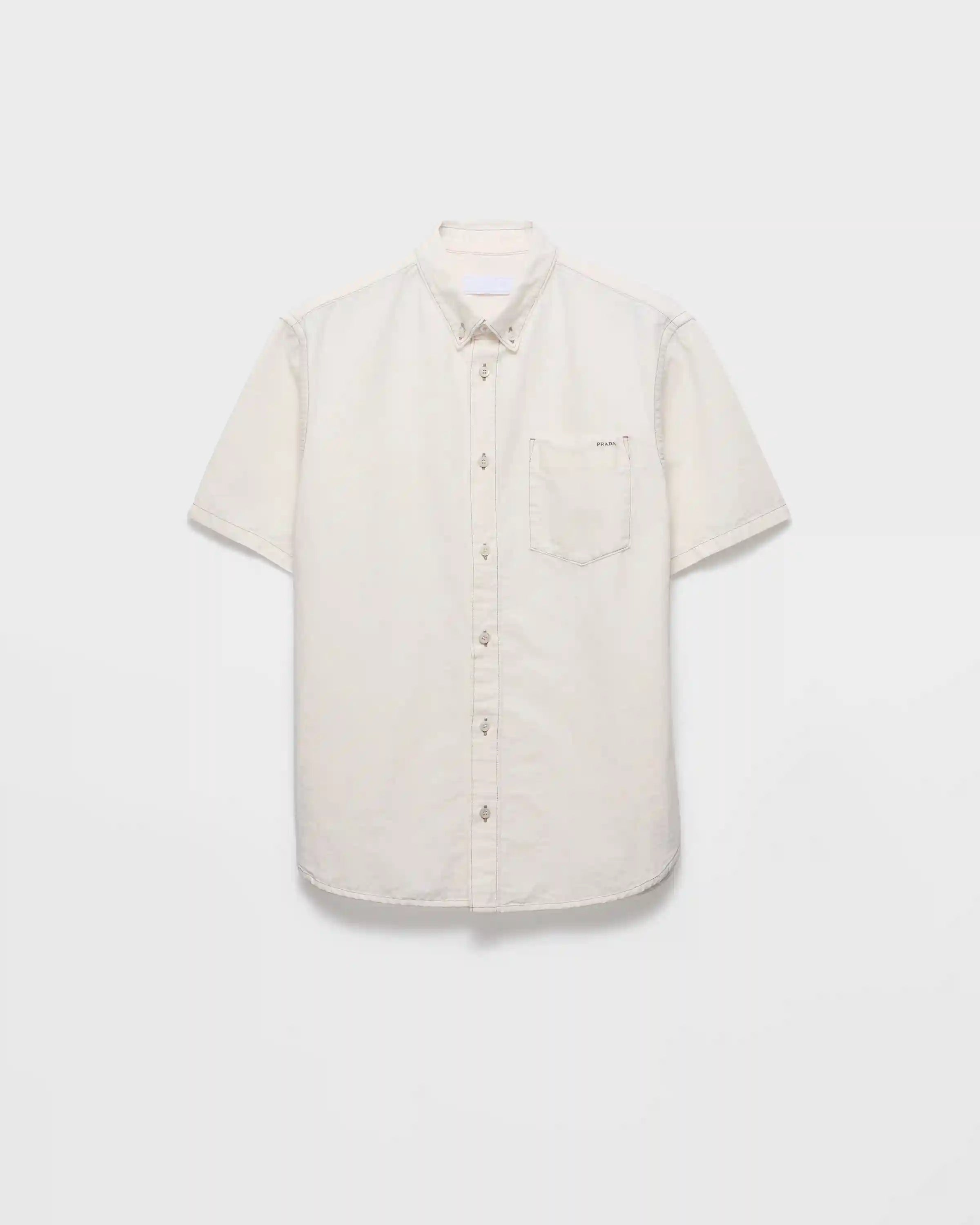 Short-sleeved chambray shirt