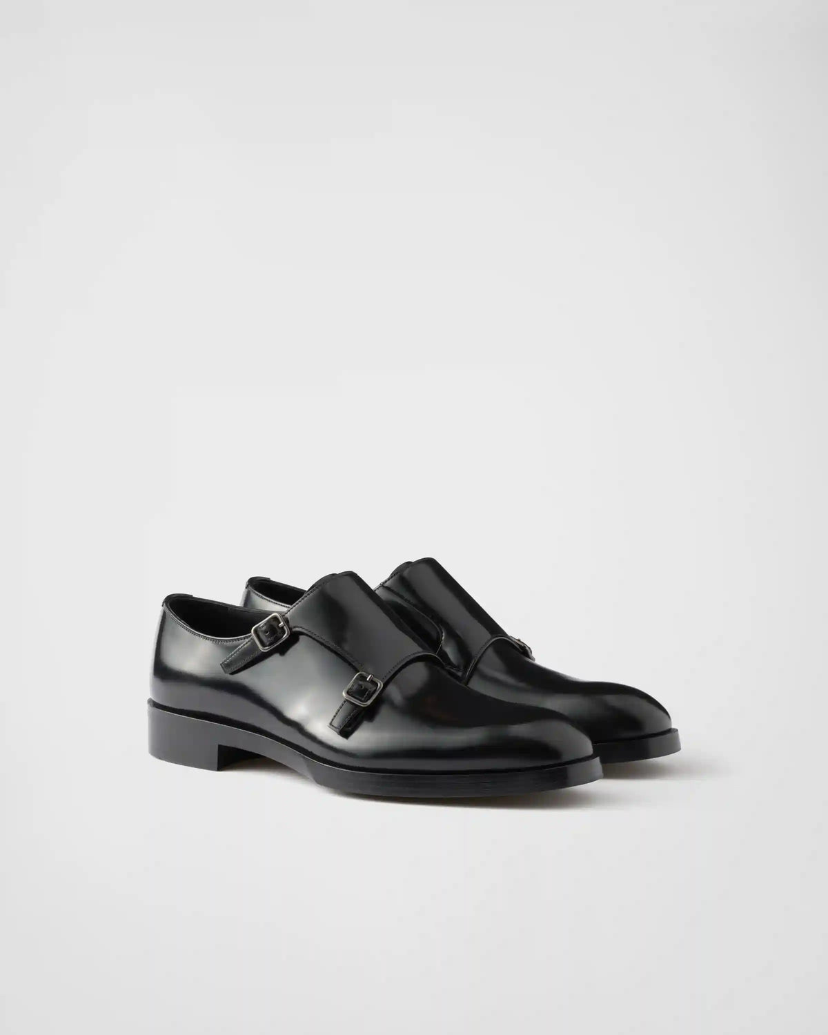 Brushed leather double monk strap shoes