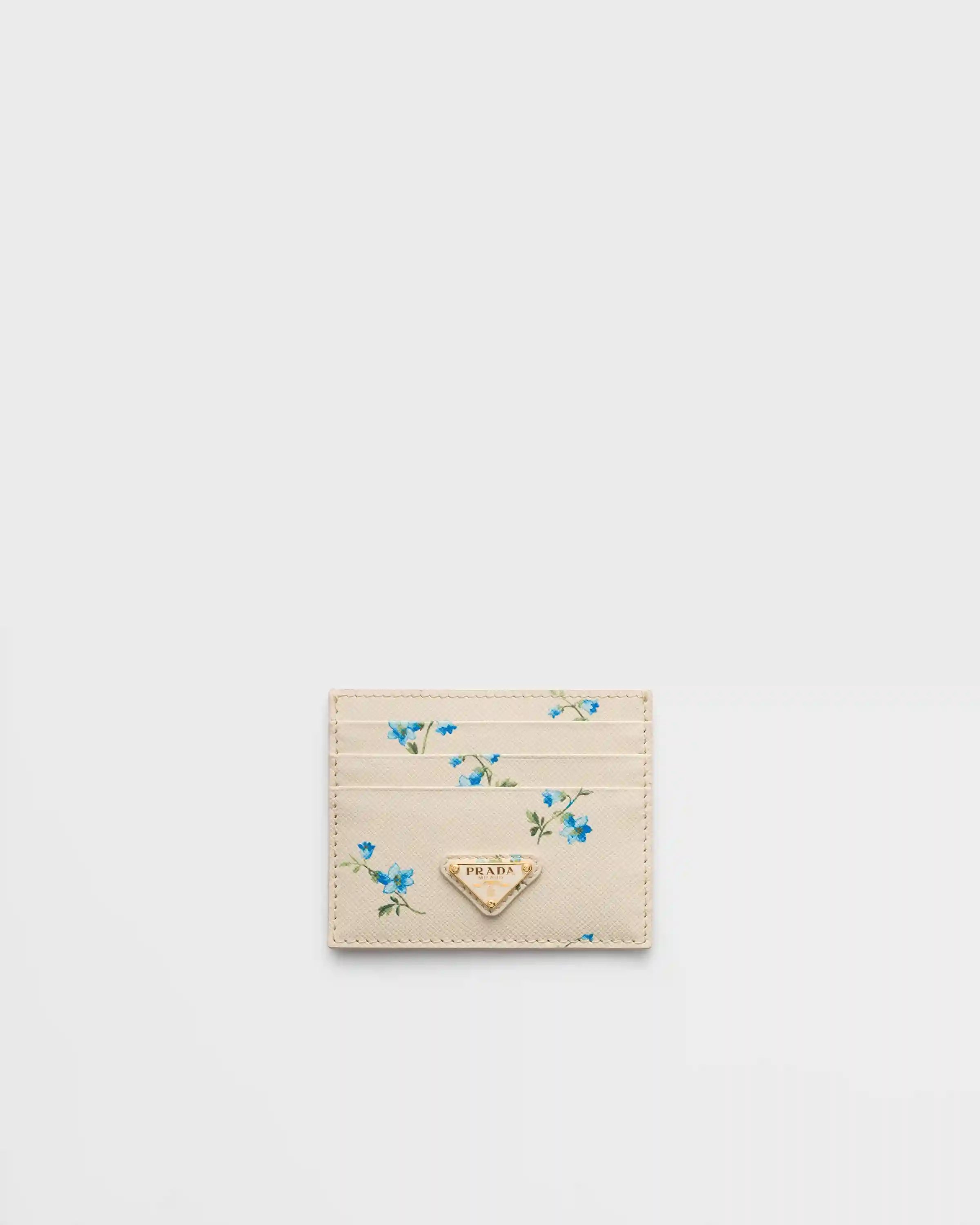 Printed Saffiano leather card holder