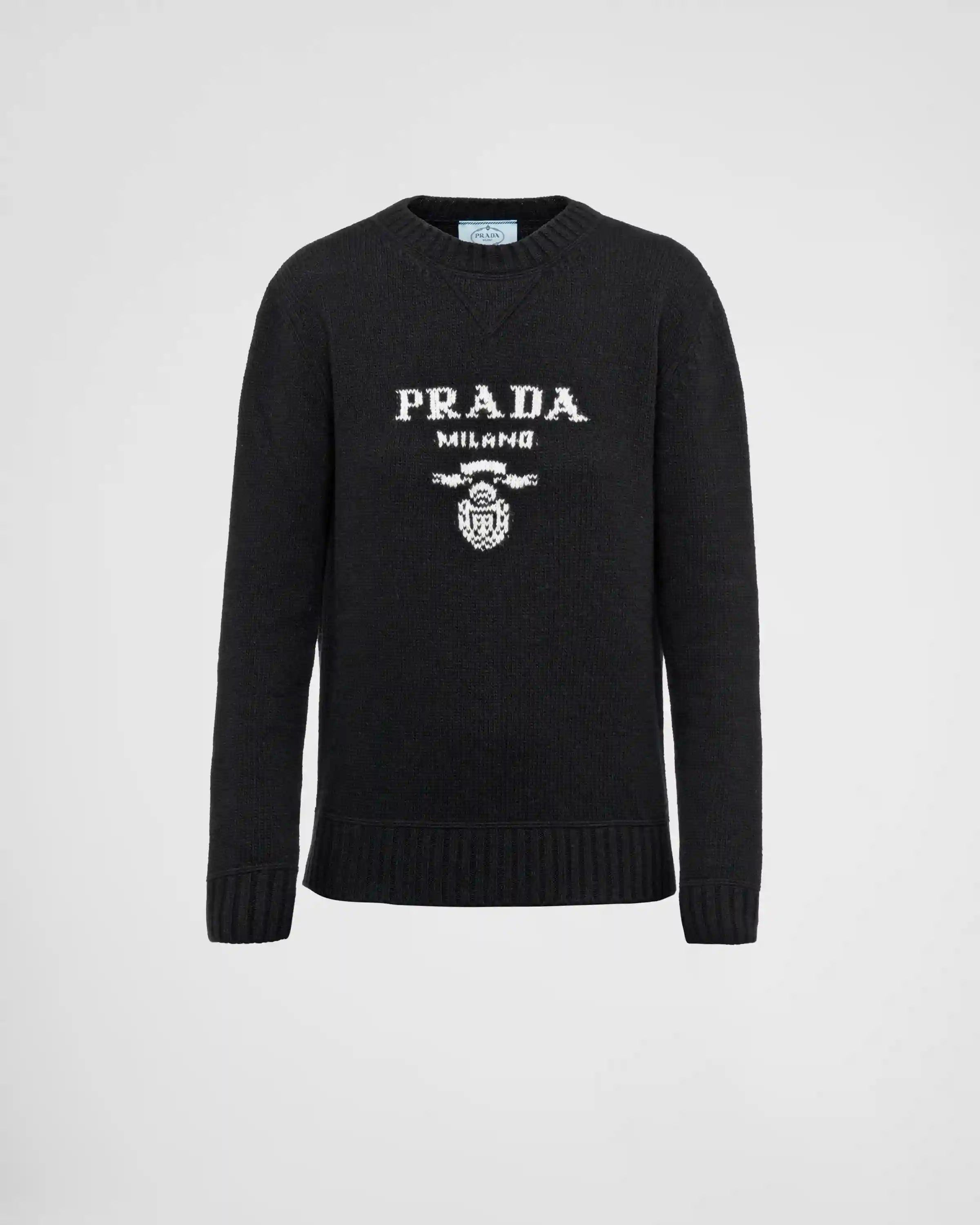 Cashmere and wool Prada logo crew-neck sweater