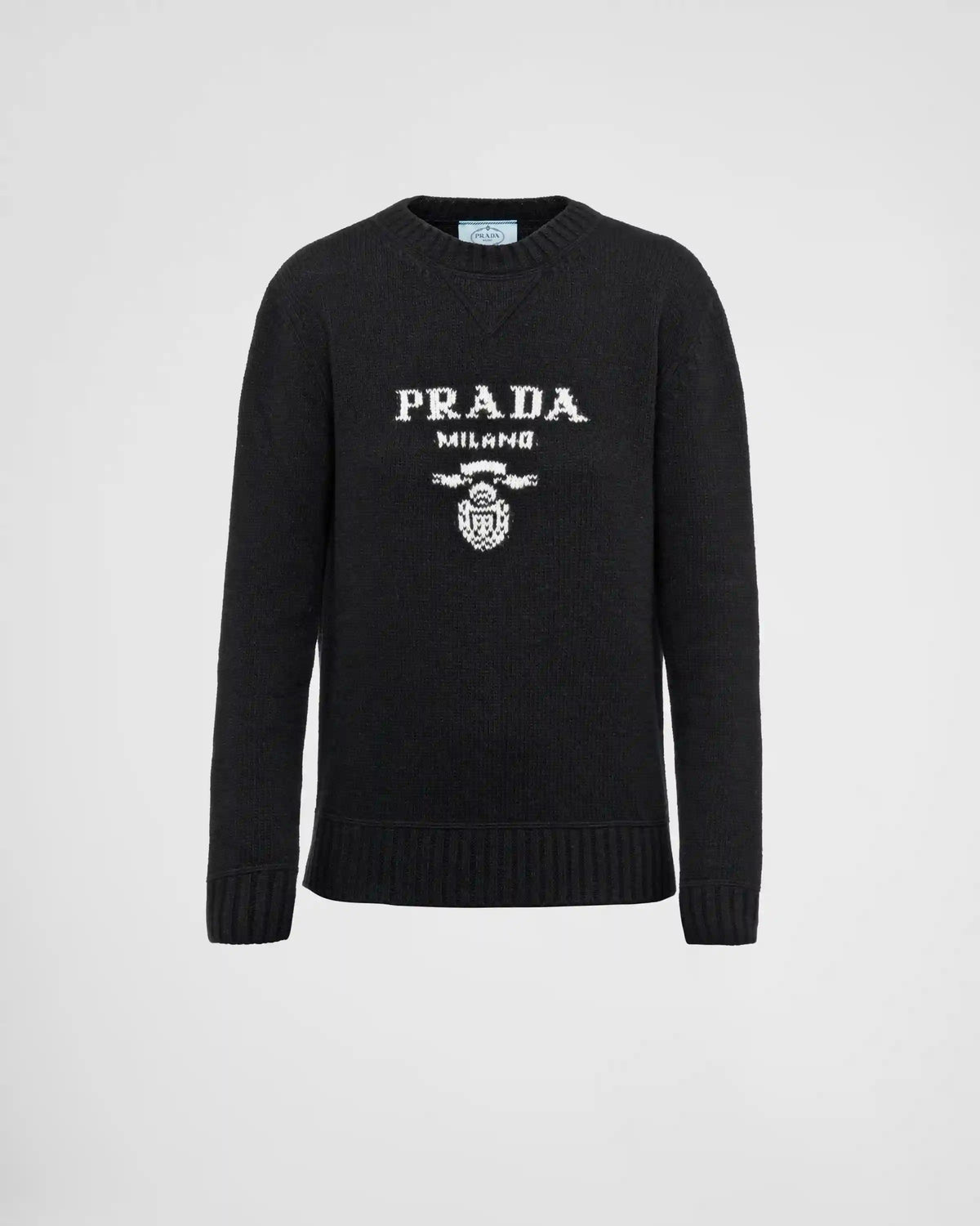 Cashmere and wool Prada logo crew-neck sweater