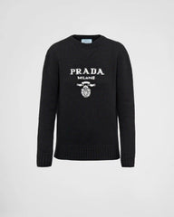 Cashmere and wool Prada logo crew-neck sweater
