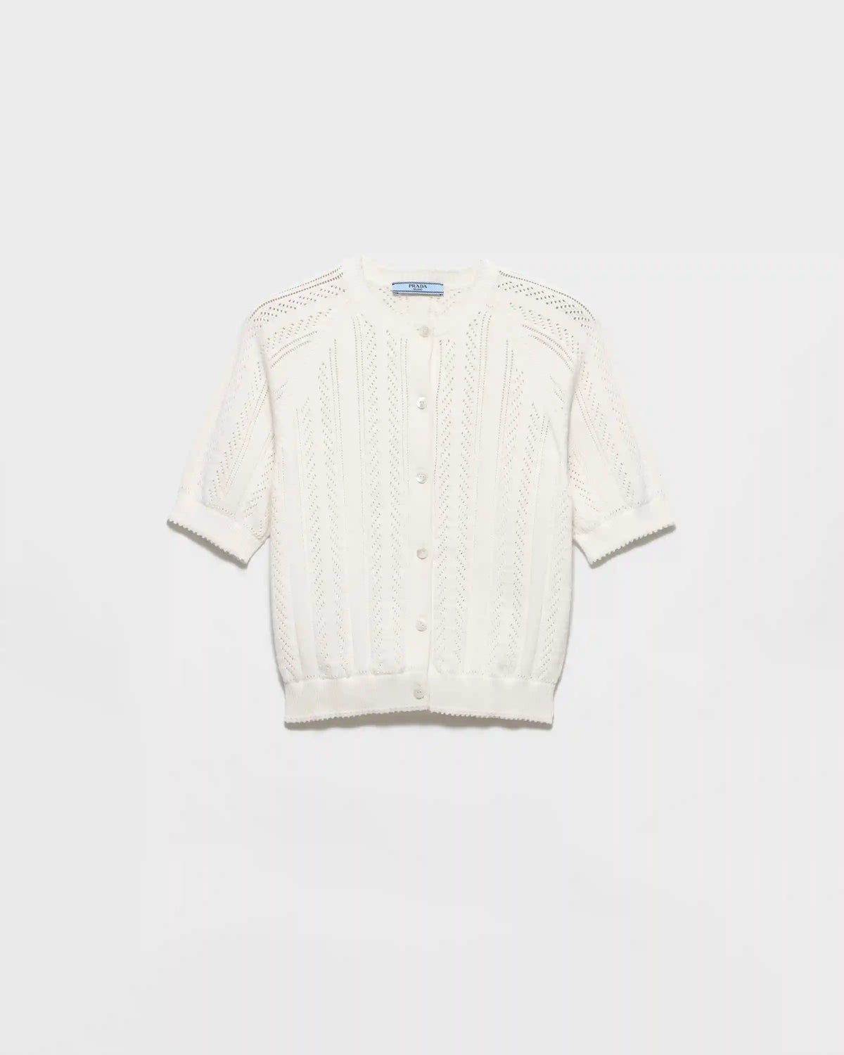 Short-sleeved openwork cotton cardigan