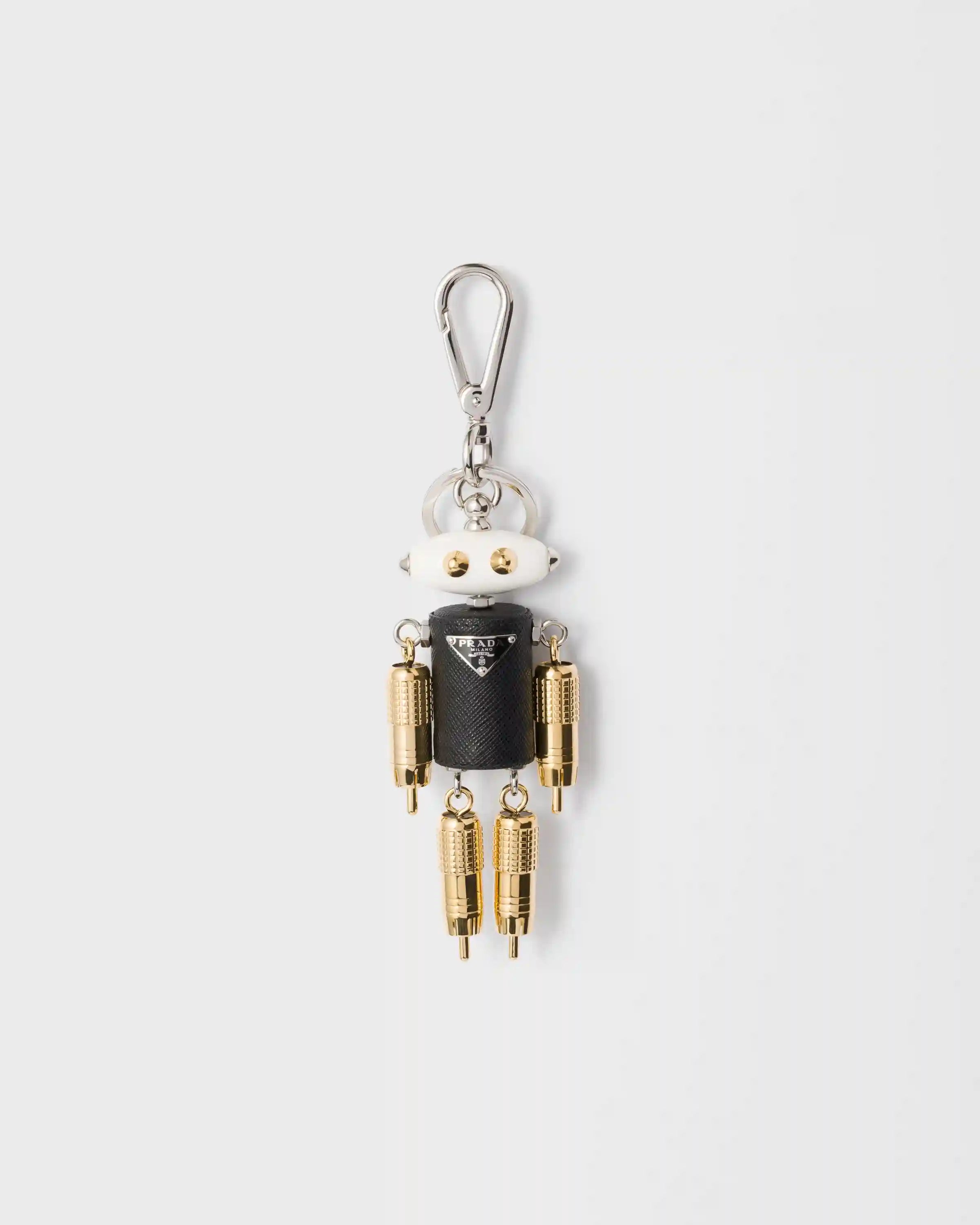 Robot Saffiano leather key ring charm