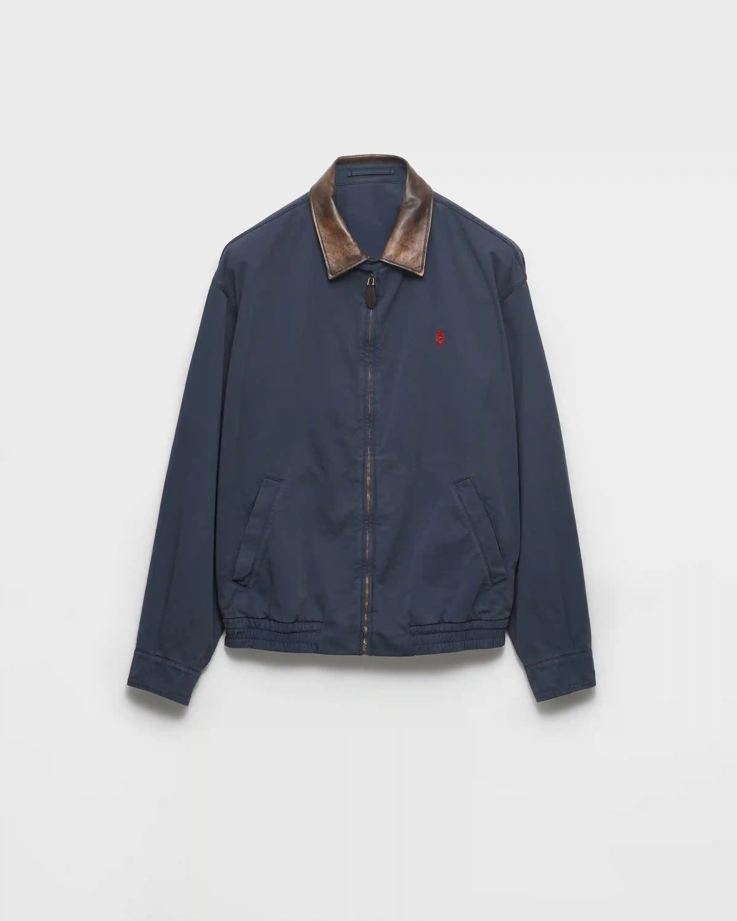 Cotton jacket with leather details
