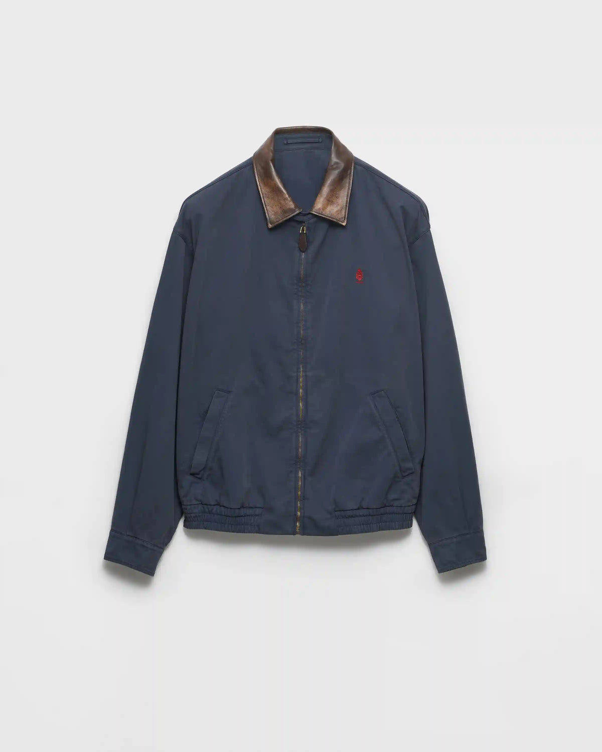 Cotton jacket with leather details