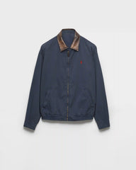 Cotton jacket with leather details