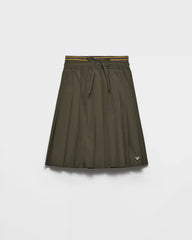 Pleated poplin midi-skirt
