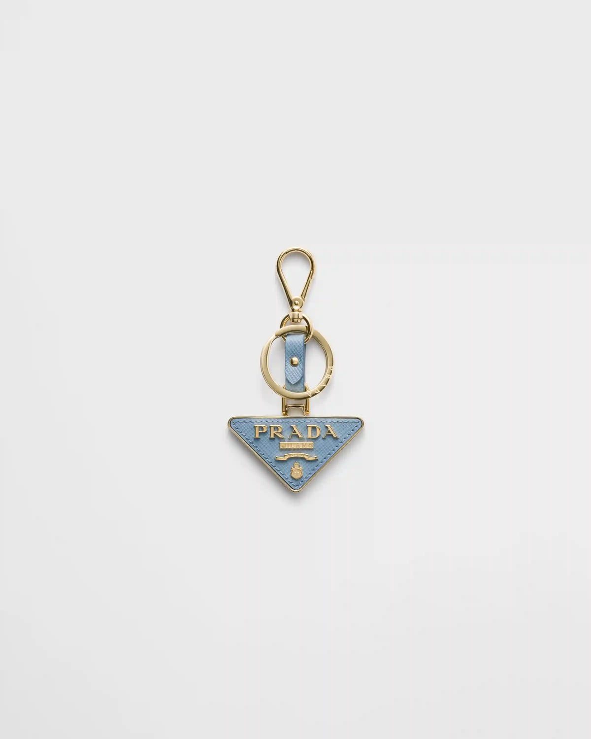Saffiano leather and metal keychain