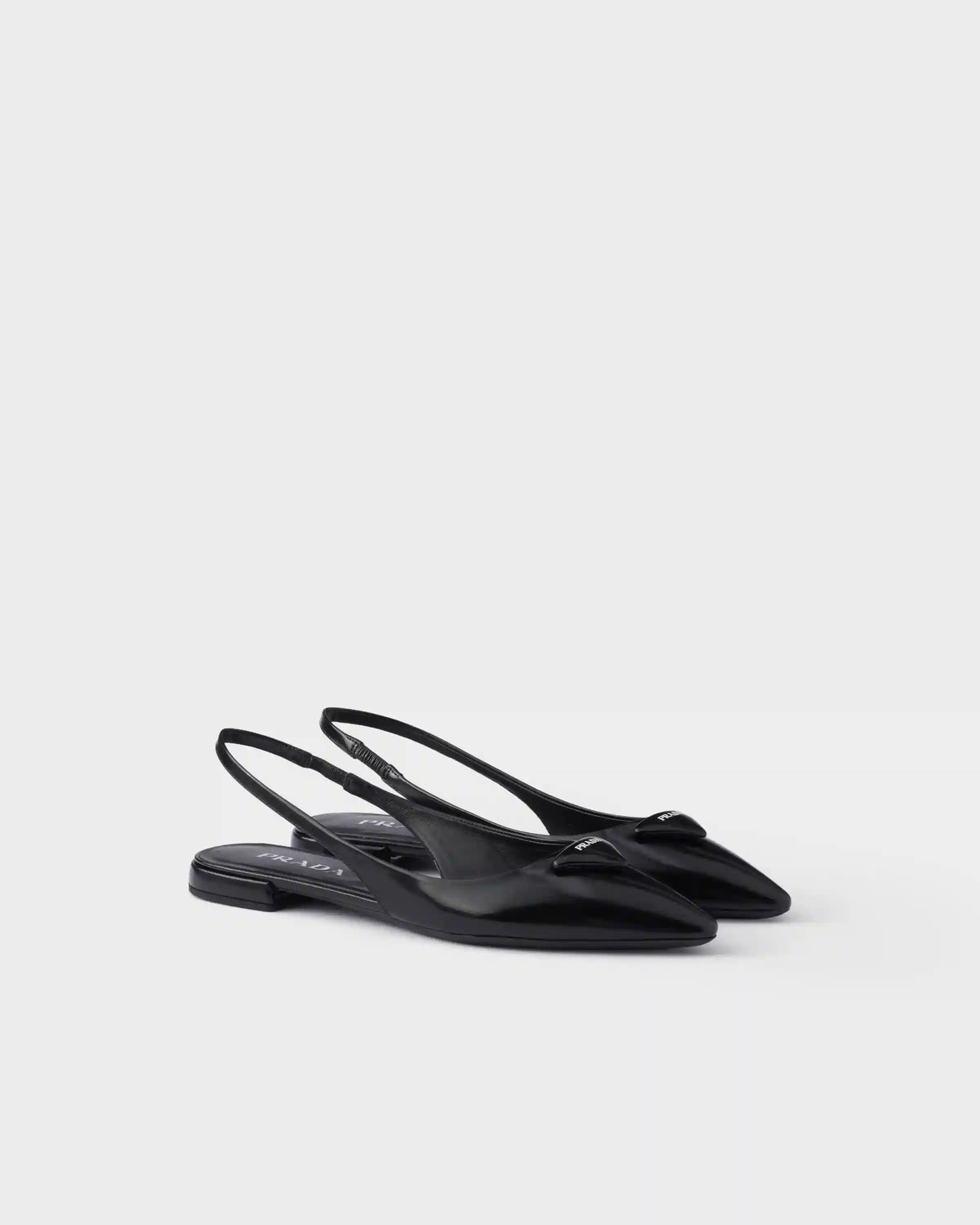 Brushed leather ballerina slingbacks