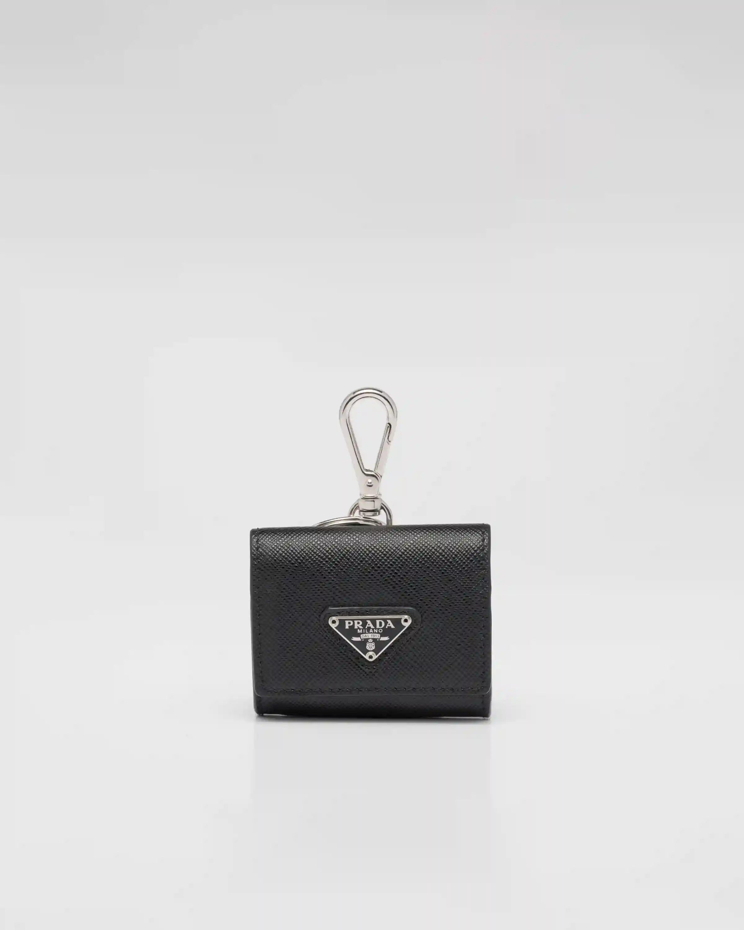Saffiano leather headphone case with keychain