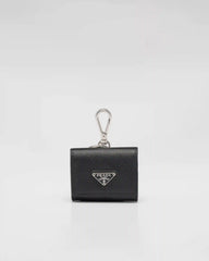 Saffiano leather headphone case with keychain
