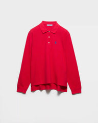 Long-sleeved cotton piquÃ© polo shirt