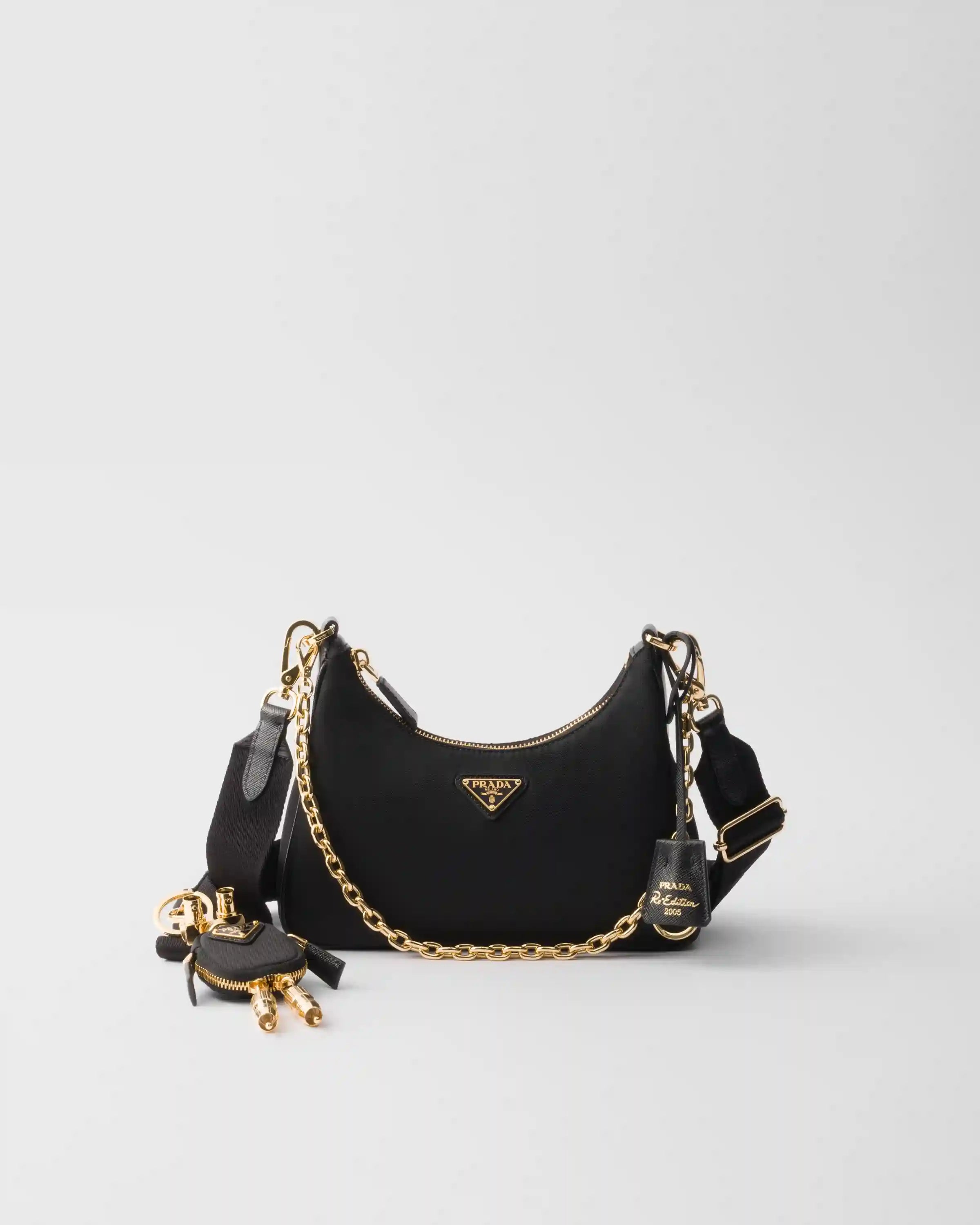Prada Re-Edition 2005 Re-Nylon and Saffiano leather bag with charm