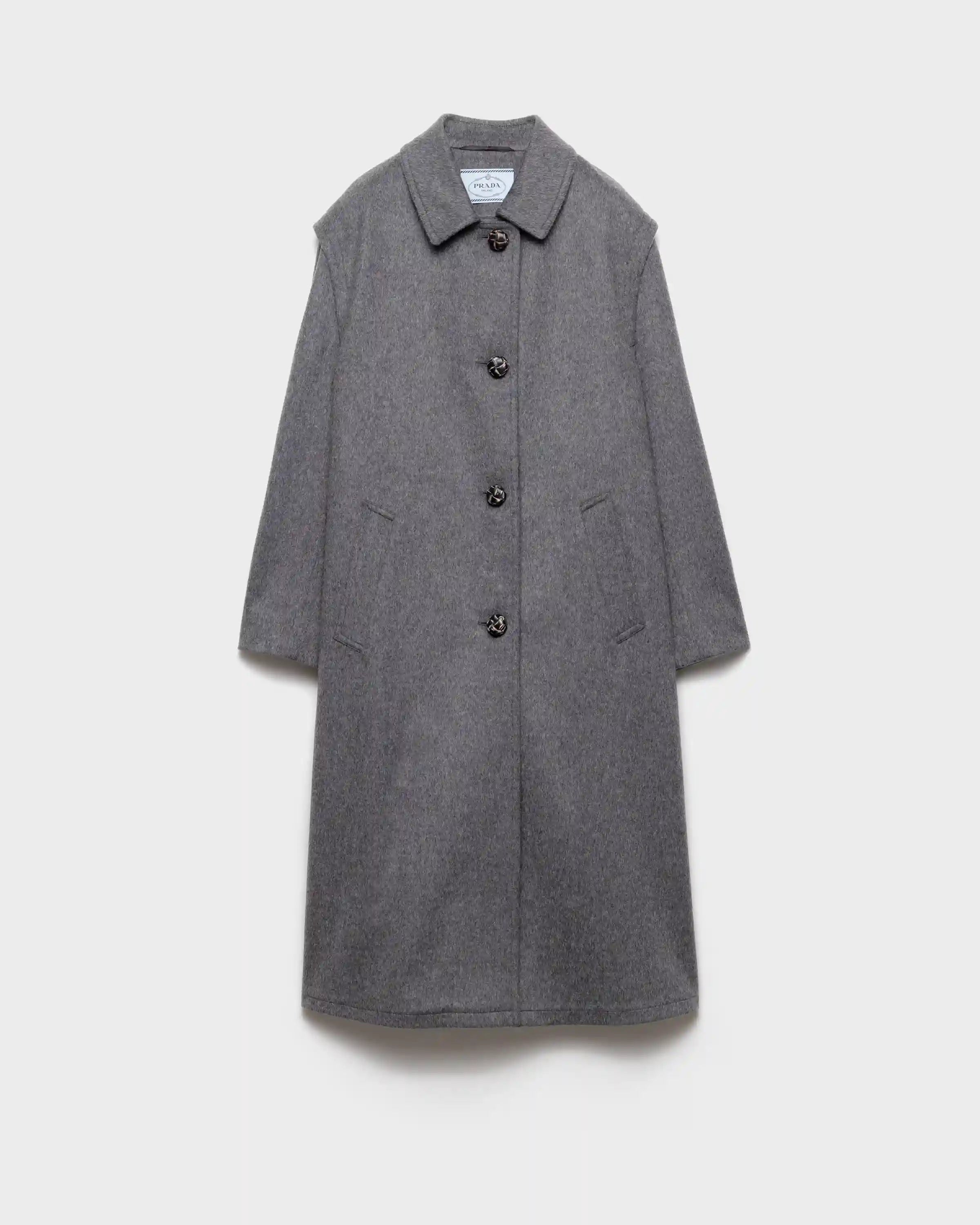 Single-breasted double loden cloth coat