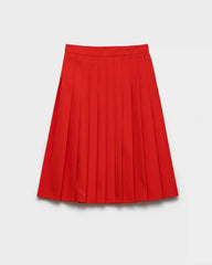 Pleated gabardine midi-skirt