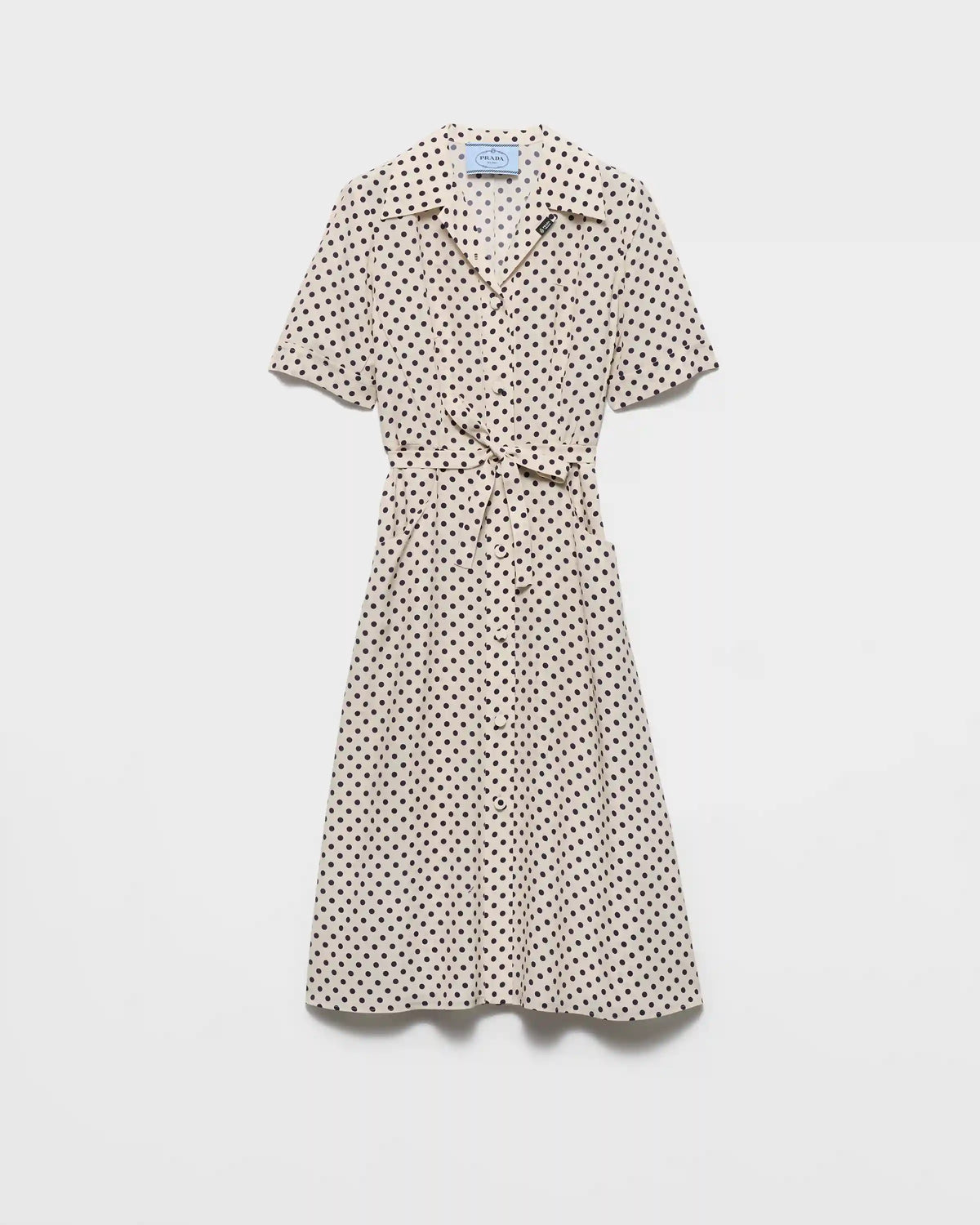 Polka-dot print marocain shirt dress
