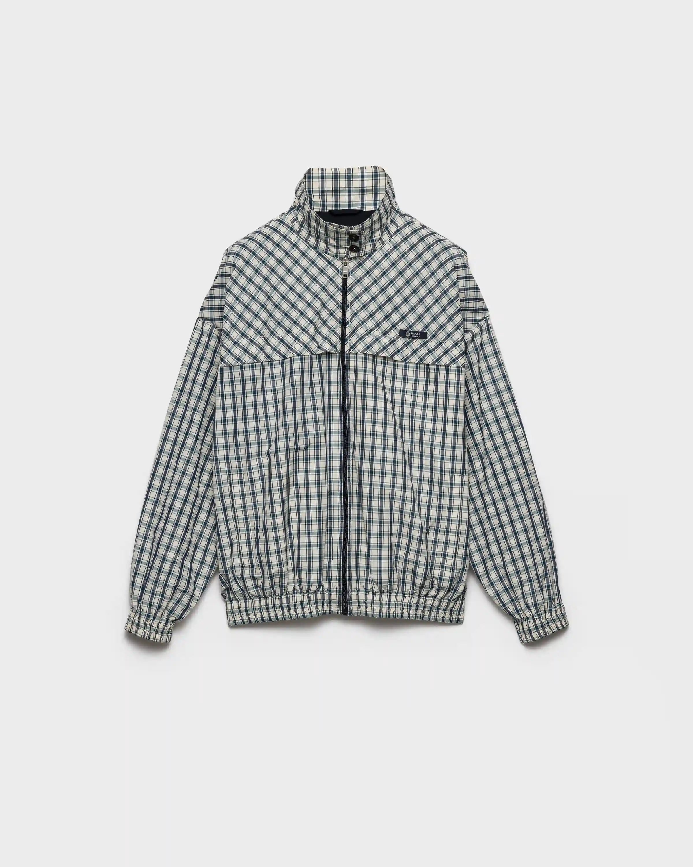 Checked chambray blouson jacket