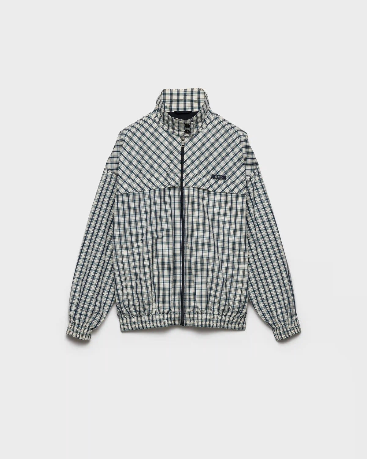 Checked chambray blouson jacket