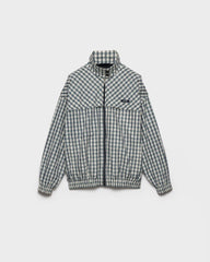 Checked chambray blouson jacket