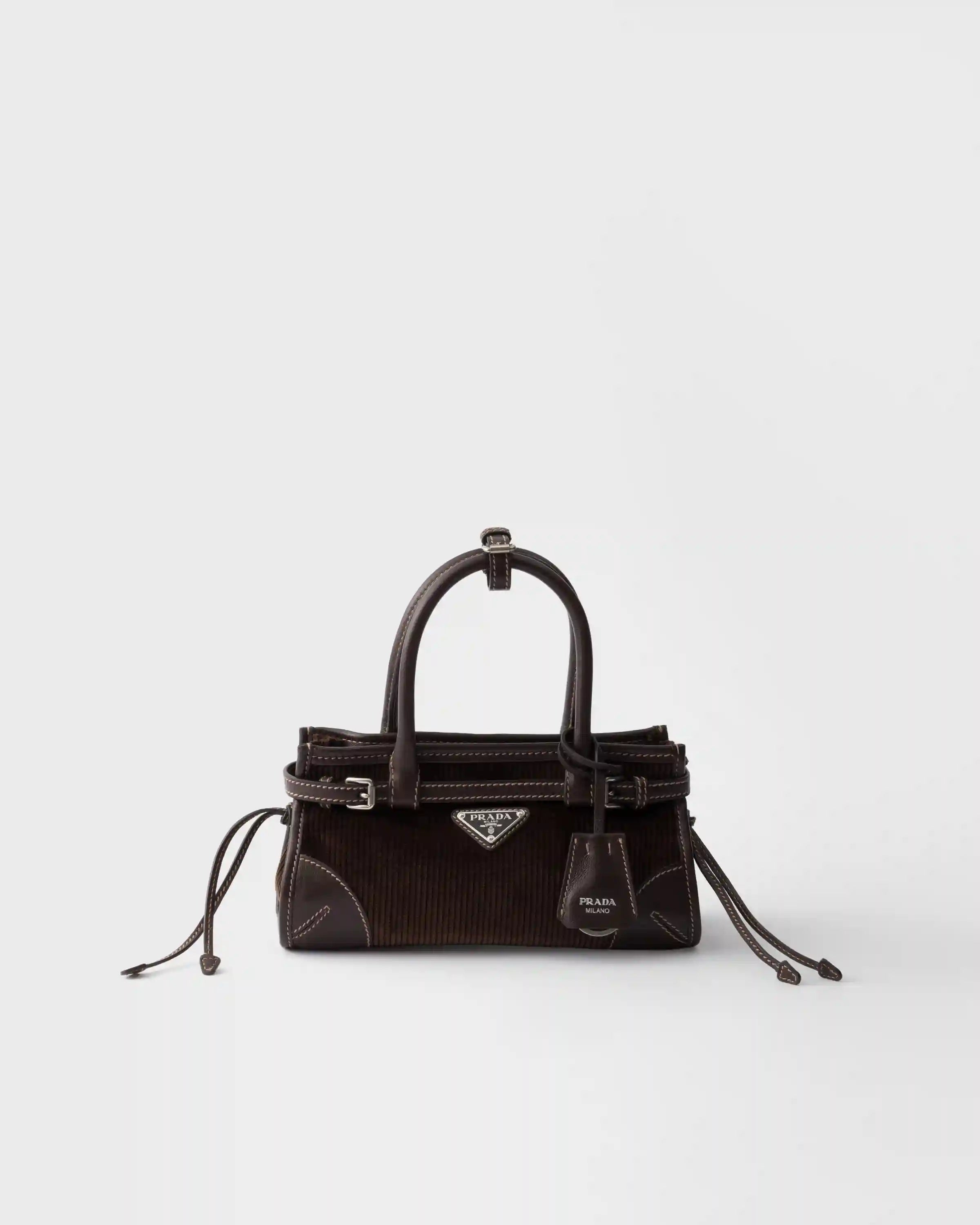 Prada Bonnie small corduroy and leather handbag