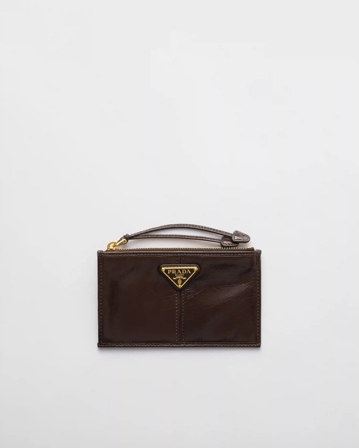 Leather card holder with zipper