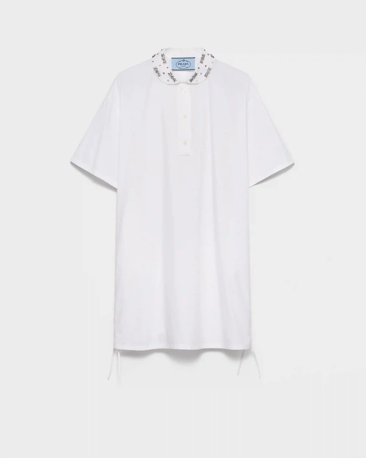 Embroidered poplin mini-dress
