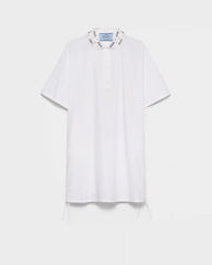 Embroidered poplin mini-dress