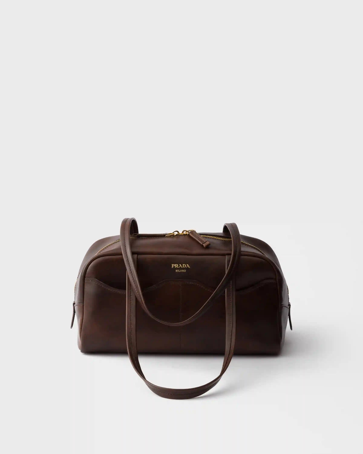 Prada Box large antiqued leather top-handle bag