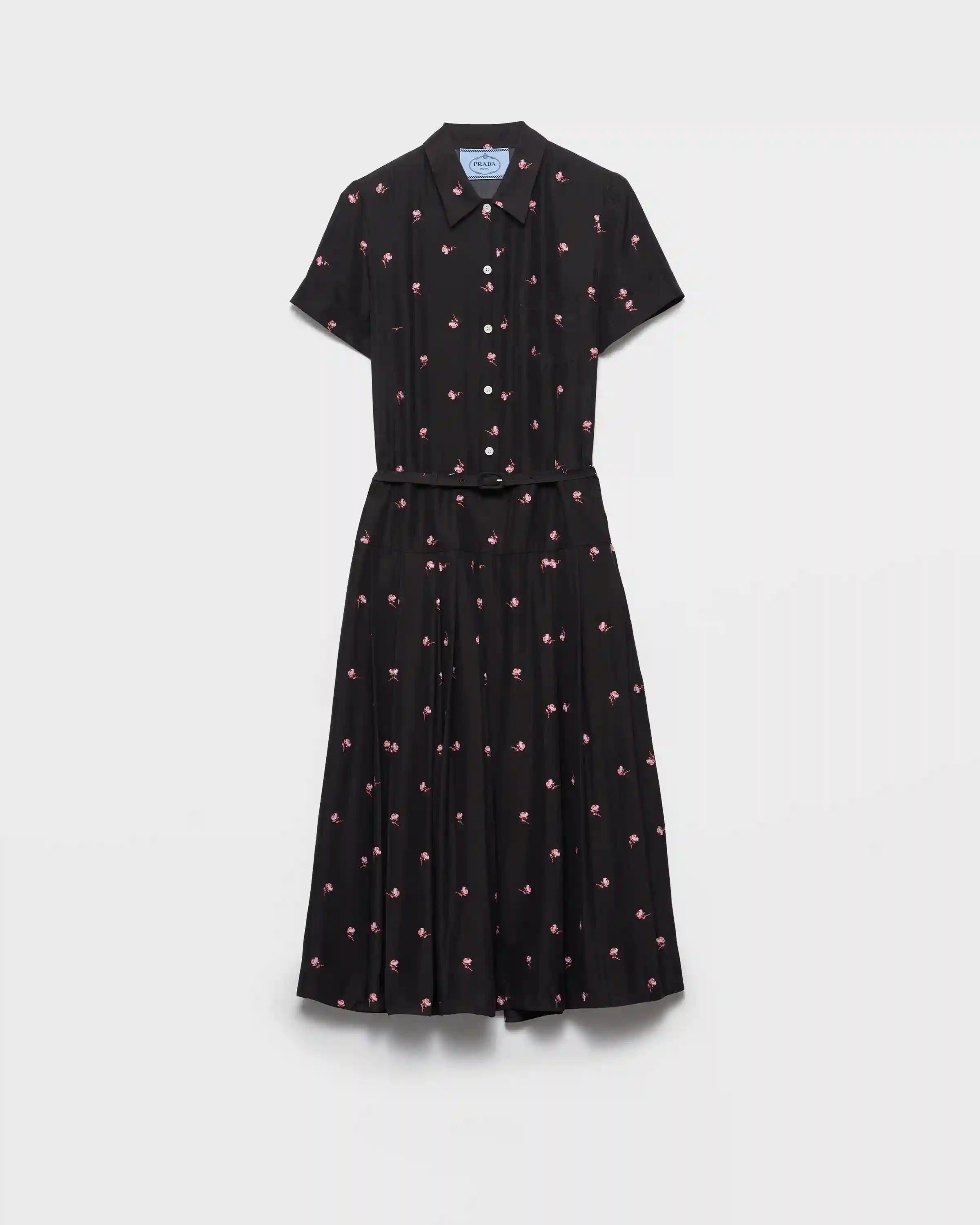 Floral print washed silk dress