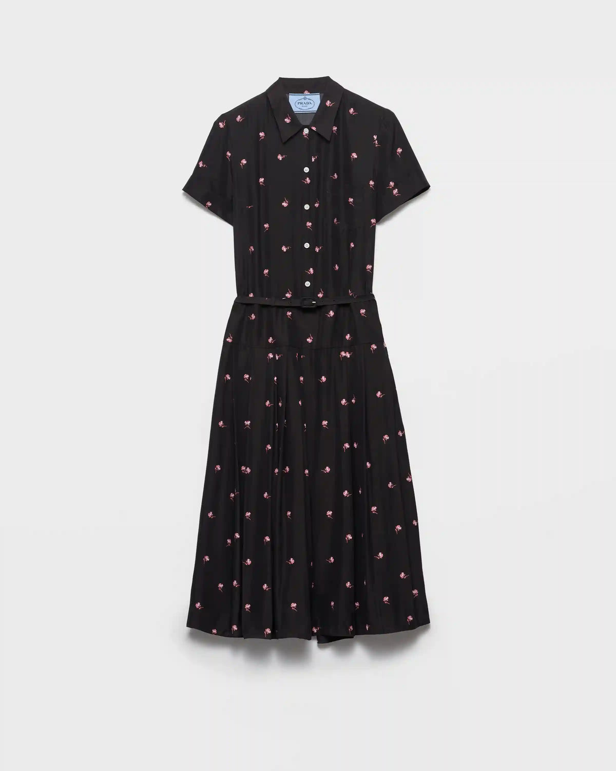 Floral print washed silk dress