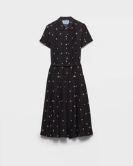 Floral print washed silk dress