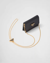 Saffiano leather card holder with shoulder strap
