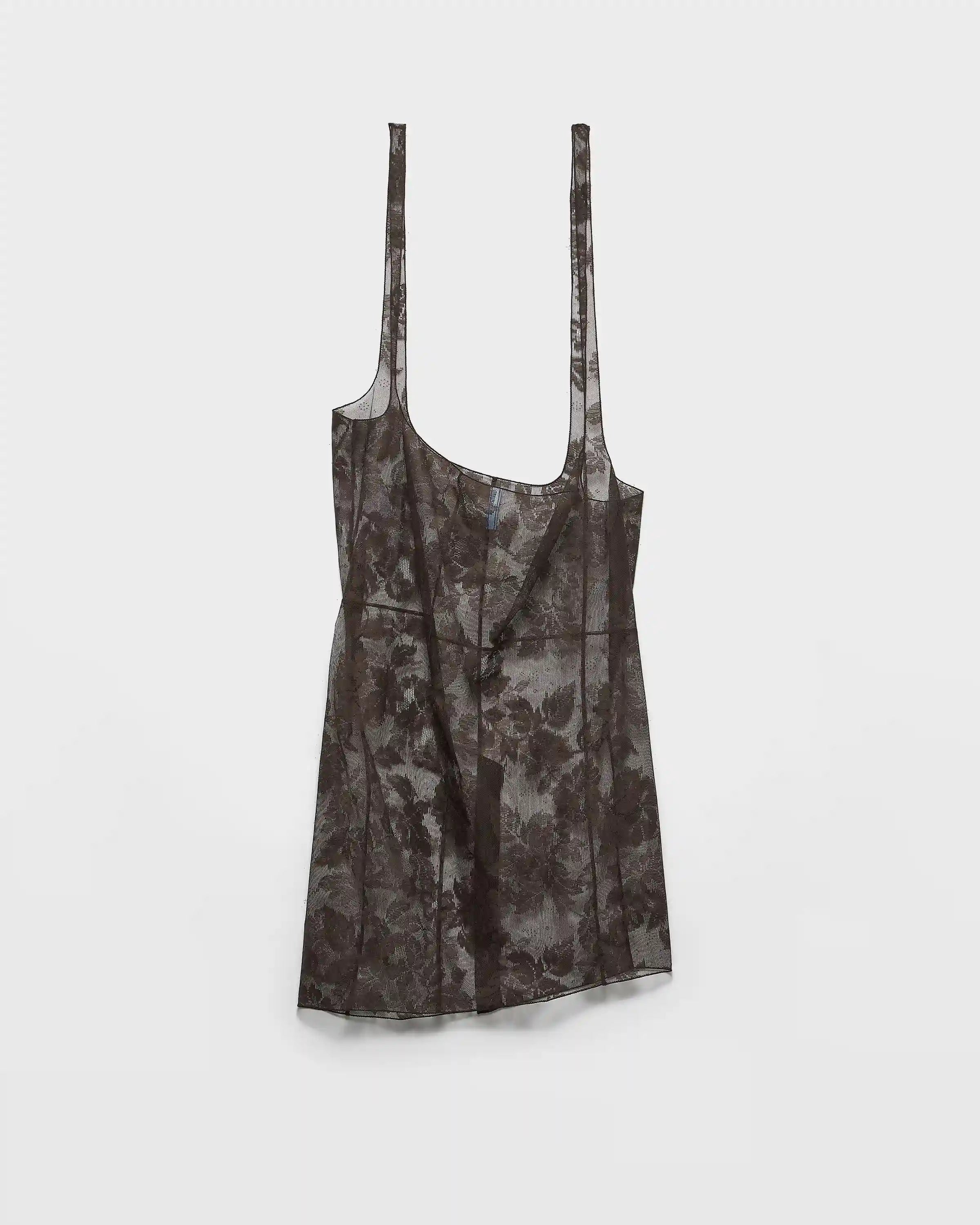 Chantilly lace midi-skirt with suspender straps