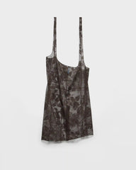 Chantilly lace midi-skirt with suspender straps