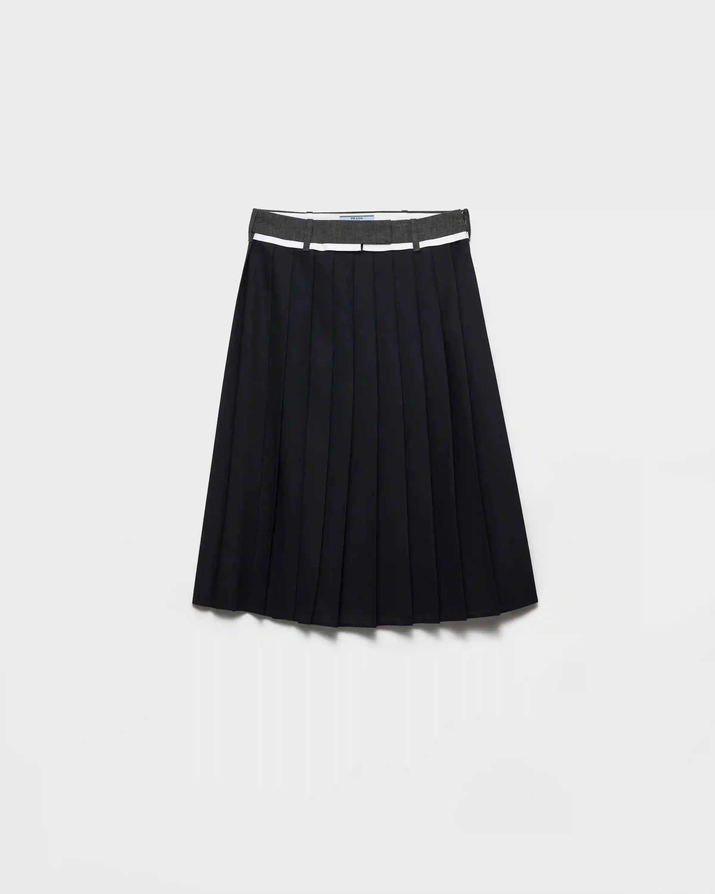 Pleated rush stitch midi skirt