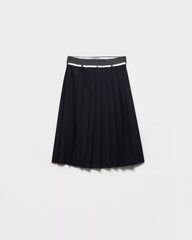 Pleated rush stitch midi skirt