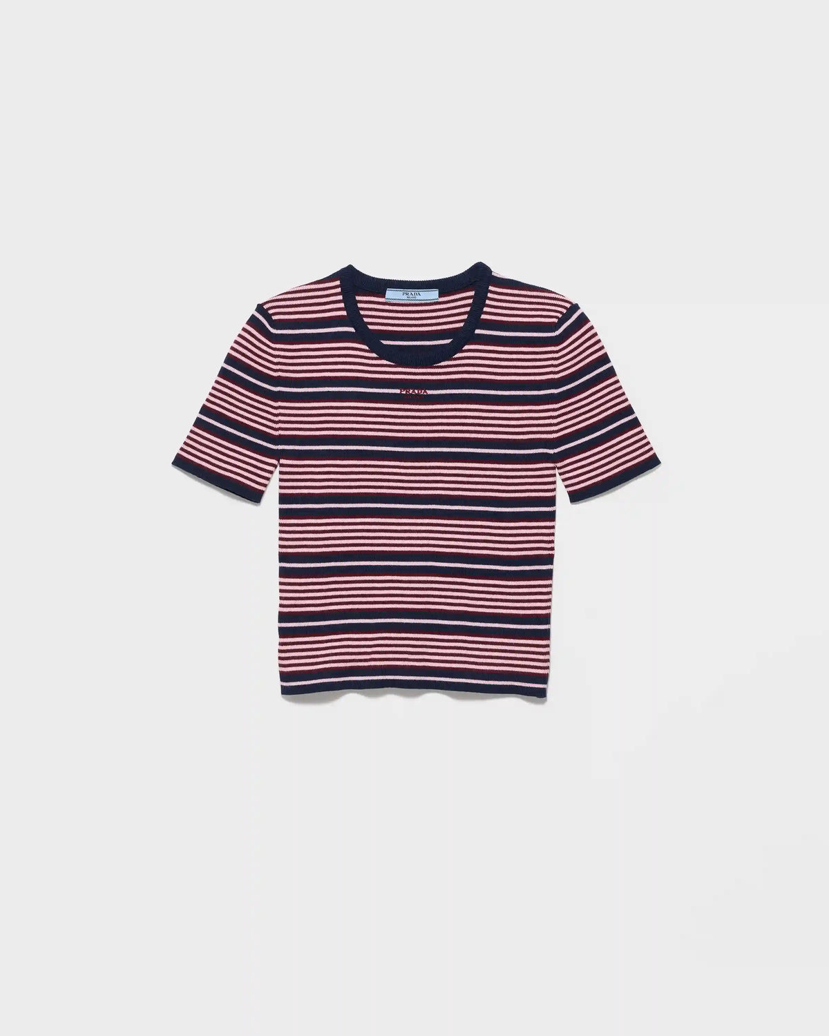 Short-sleeved striped cotton sweater