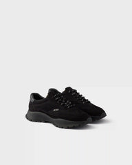 Mesh fabric and suede sneakers