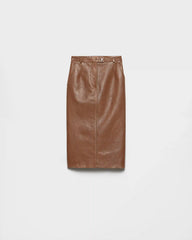 Nappa leather pencil skirt