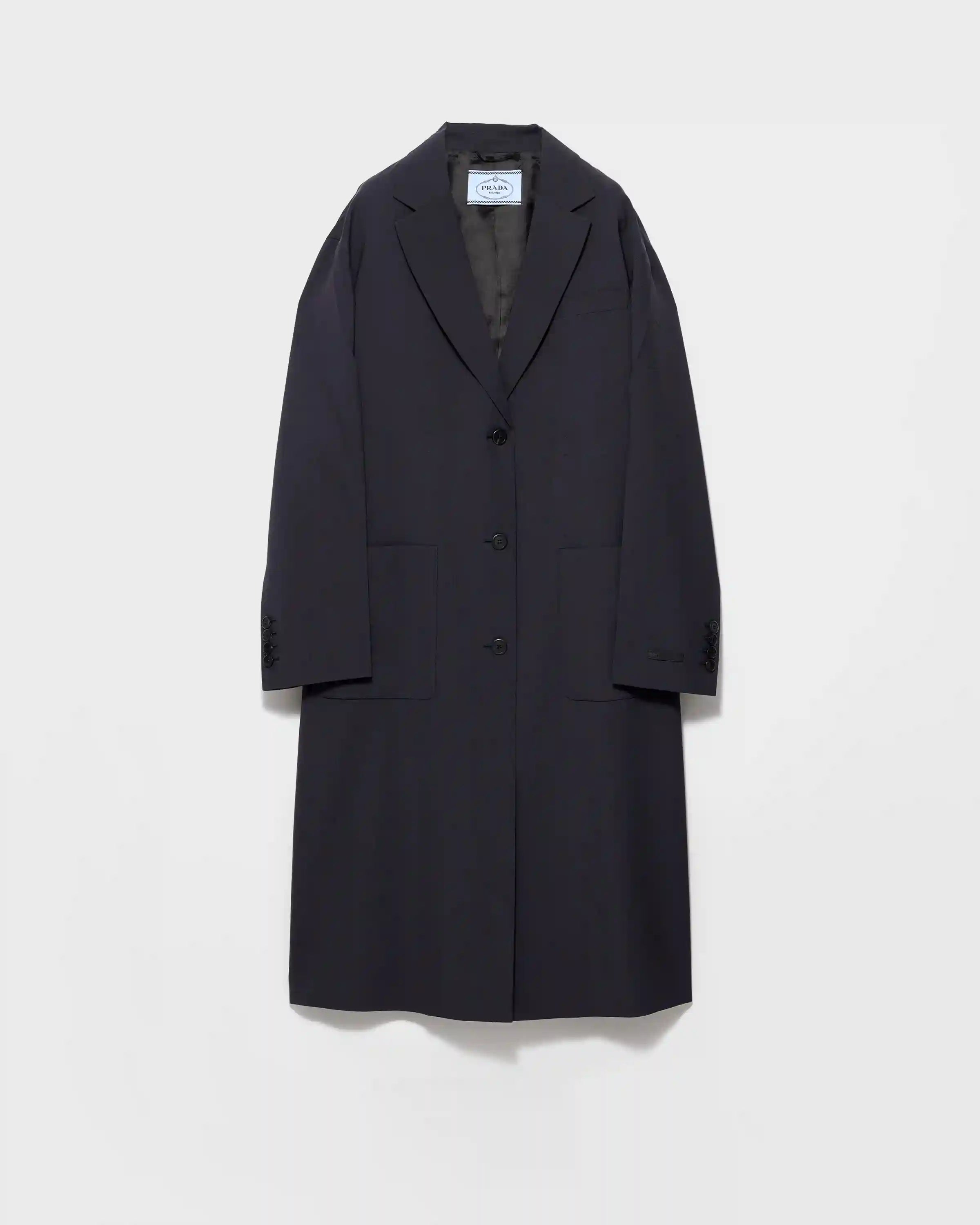 Single-breasted light wool coat