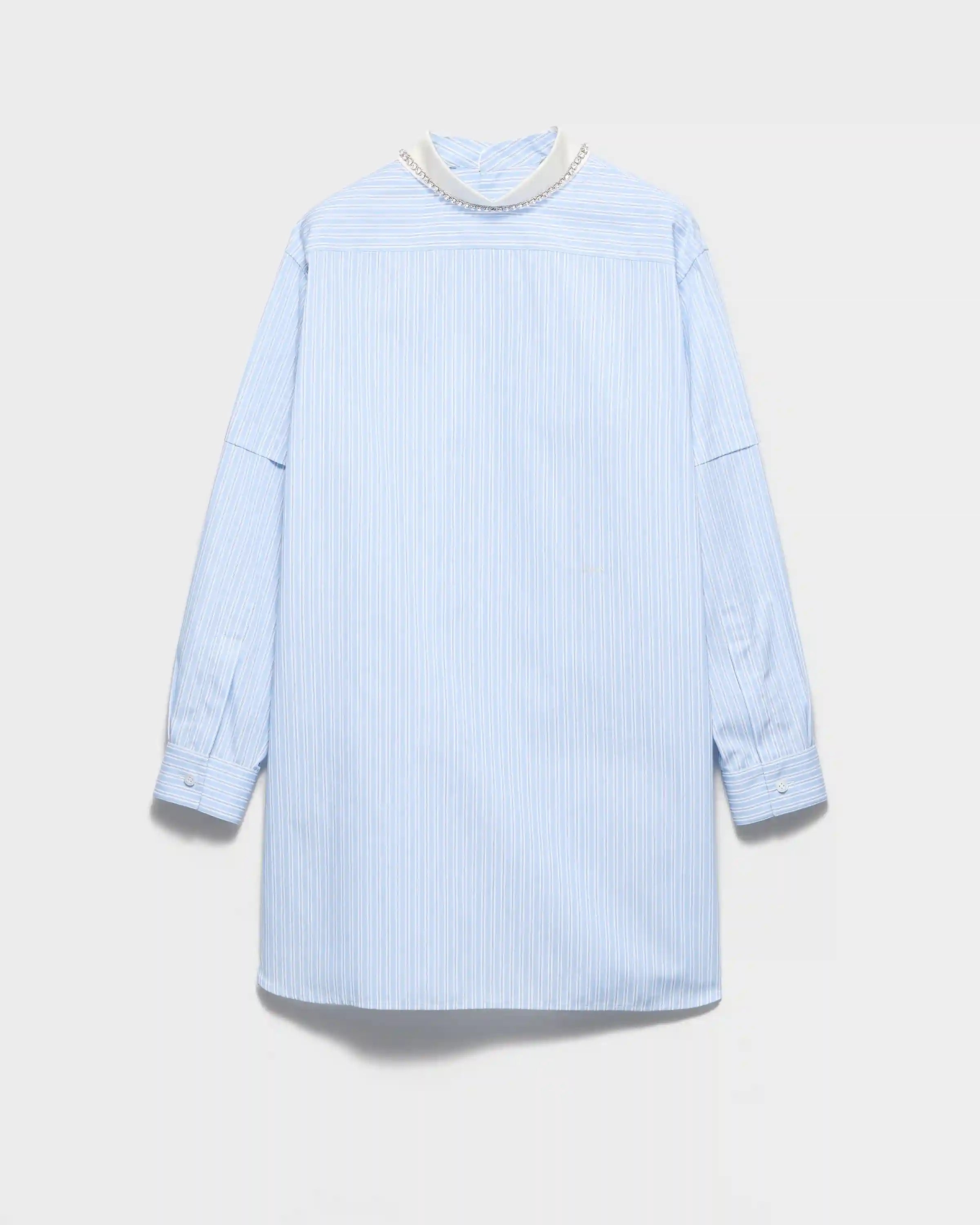 Embroidered striped poplin top 
