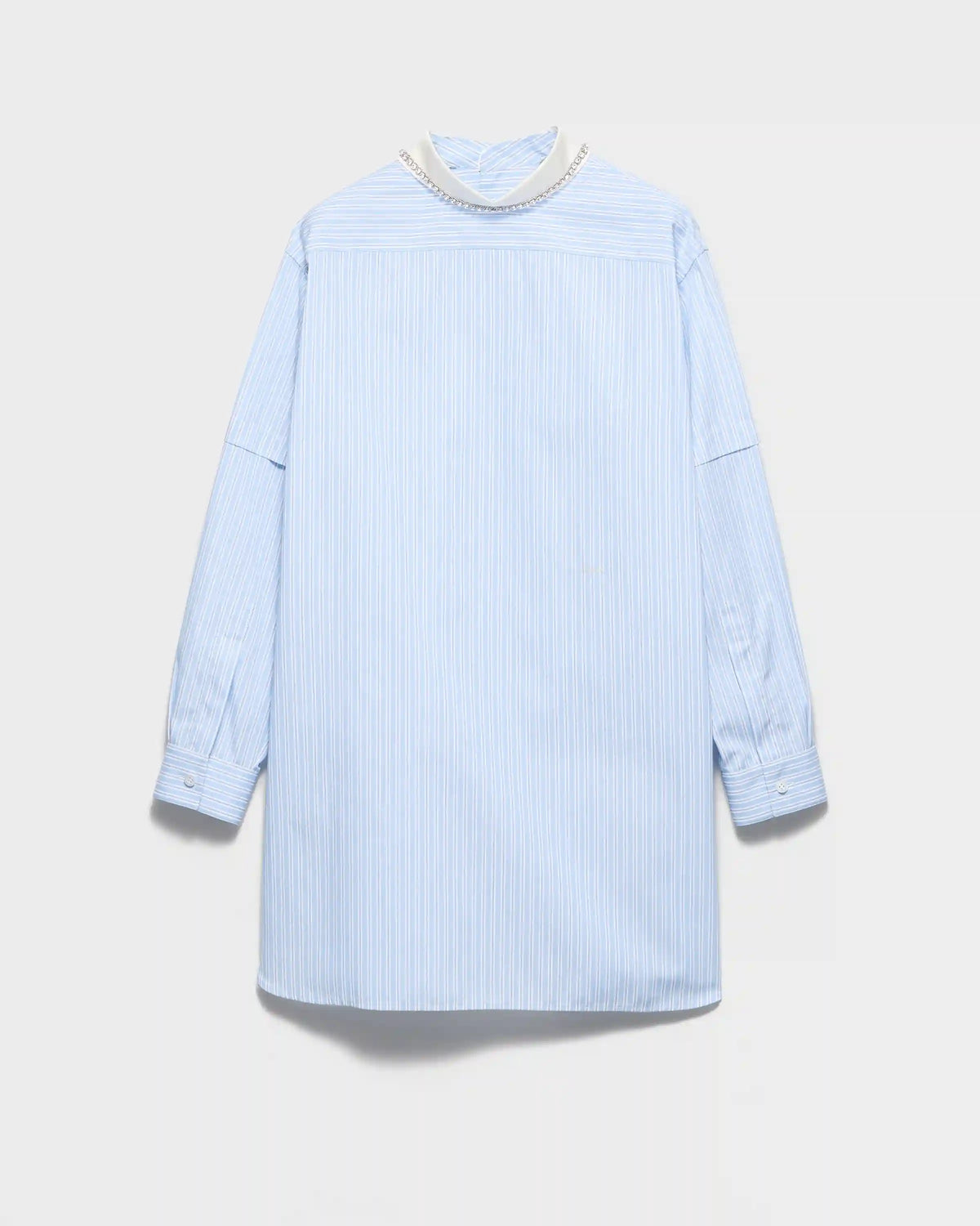 Embroidered striped poplin top 