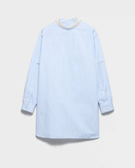 Embroidered striped poplin top 