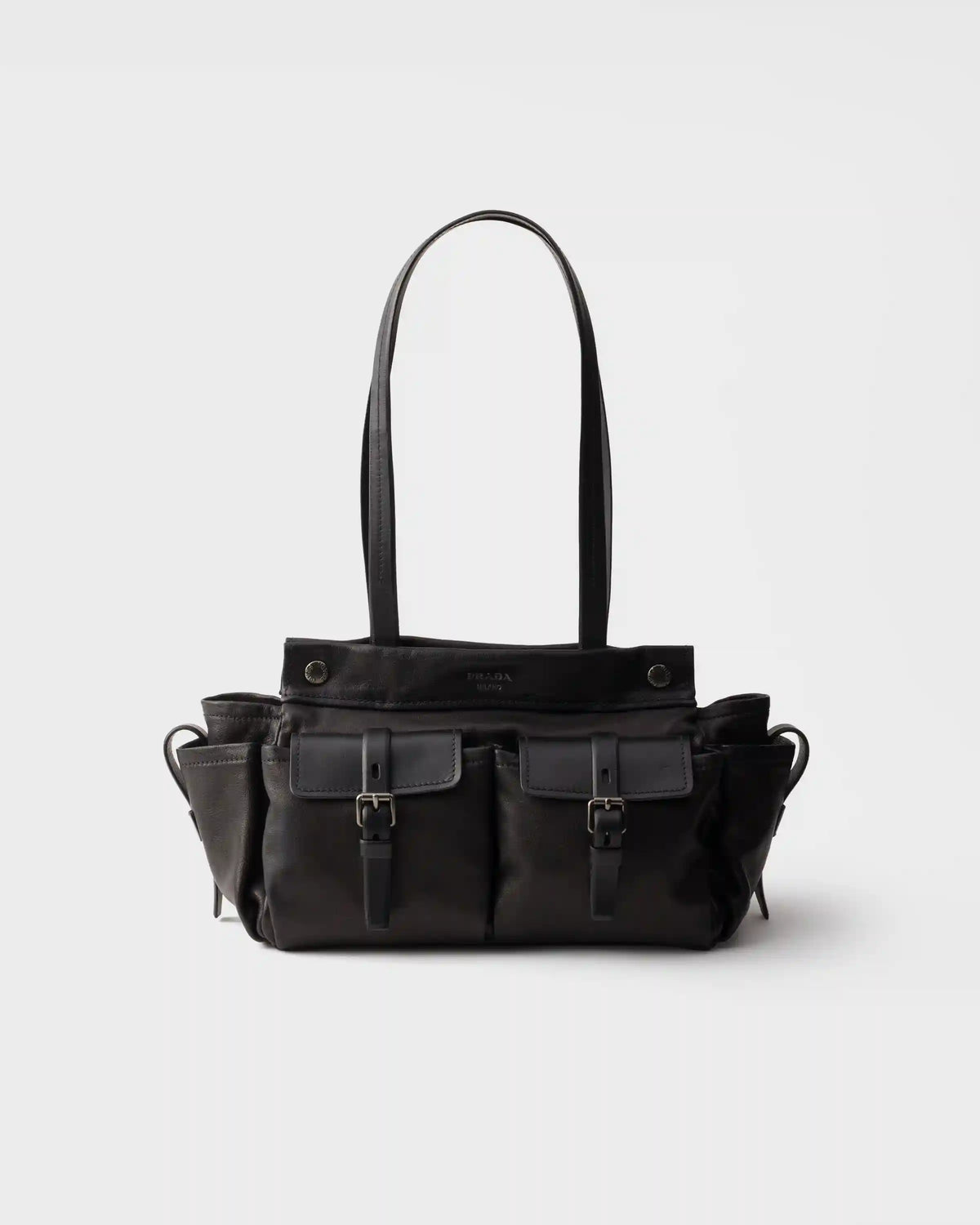 Prada Route medium leather tote bag